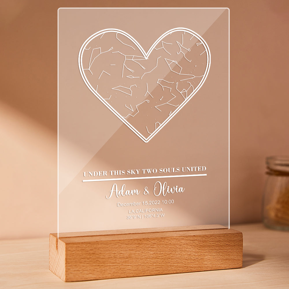 Mapa Estelar Personalizado con Base de Madera