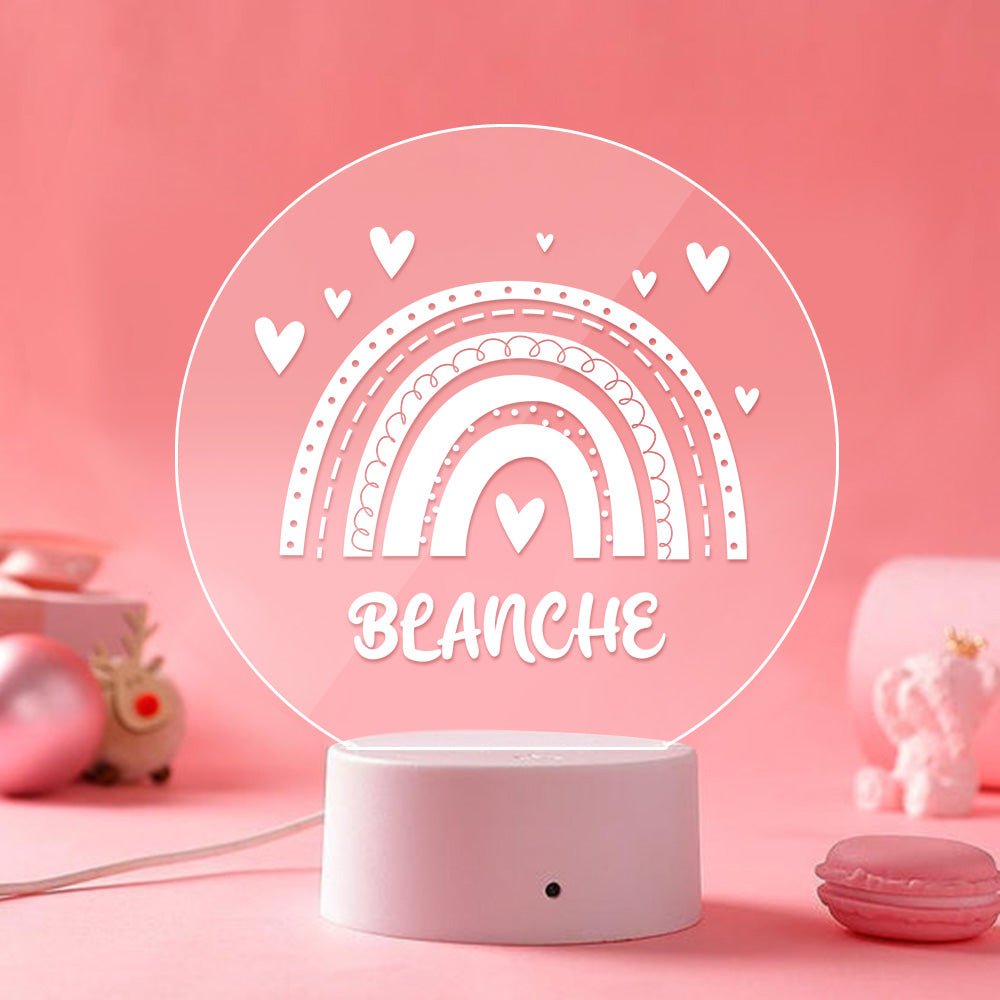 Lámpara Nocturna Personalizada con Nombre y Diseño Arcoíris para Habitación de Bebé