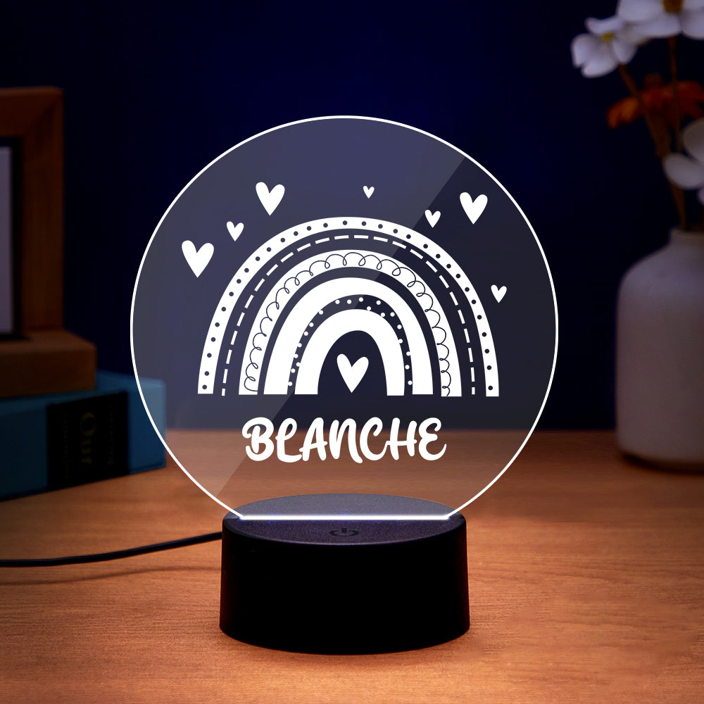 Lámpara Nocturna Personalizada con Nombre y Diseño Arcoíris para Habitación de Bebé