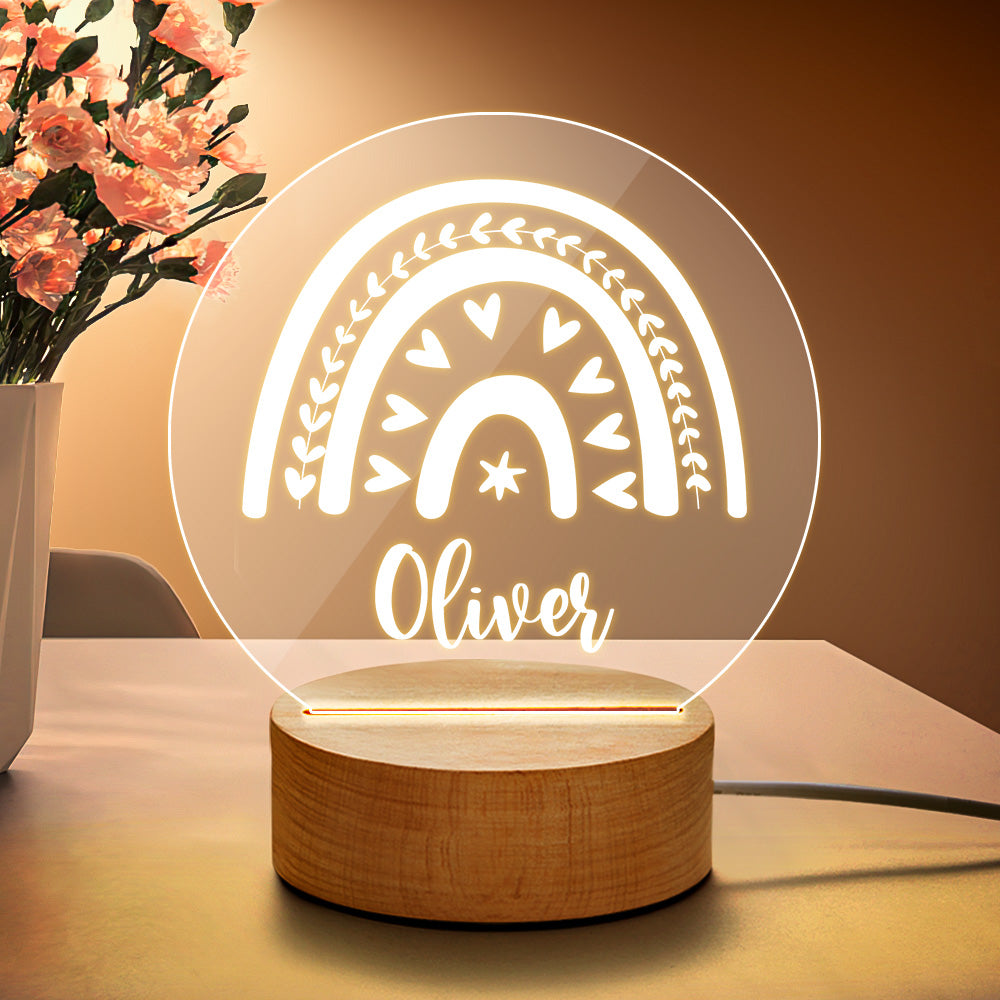 Lámpara Personalizada con Nombre y Arcoíris para Bebé