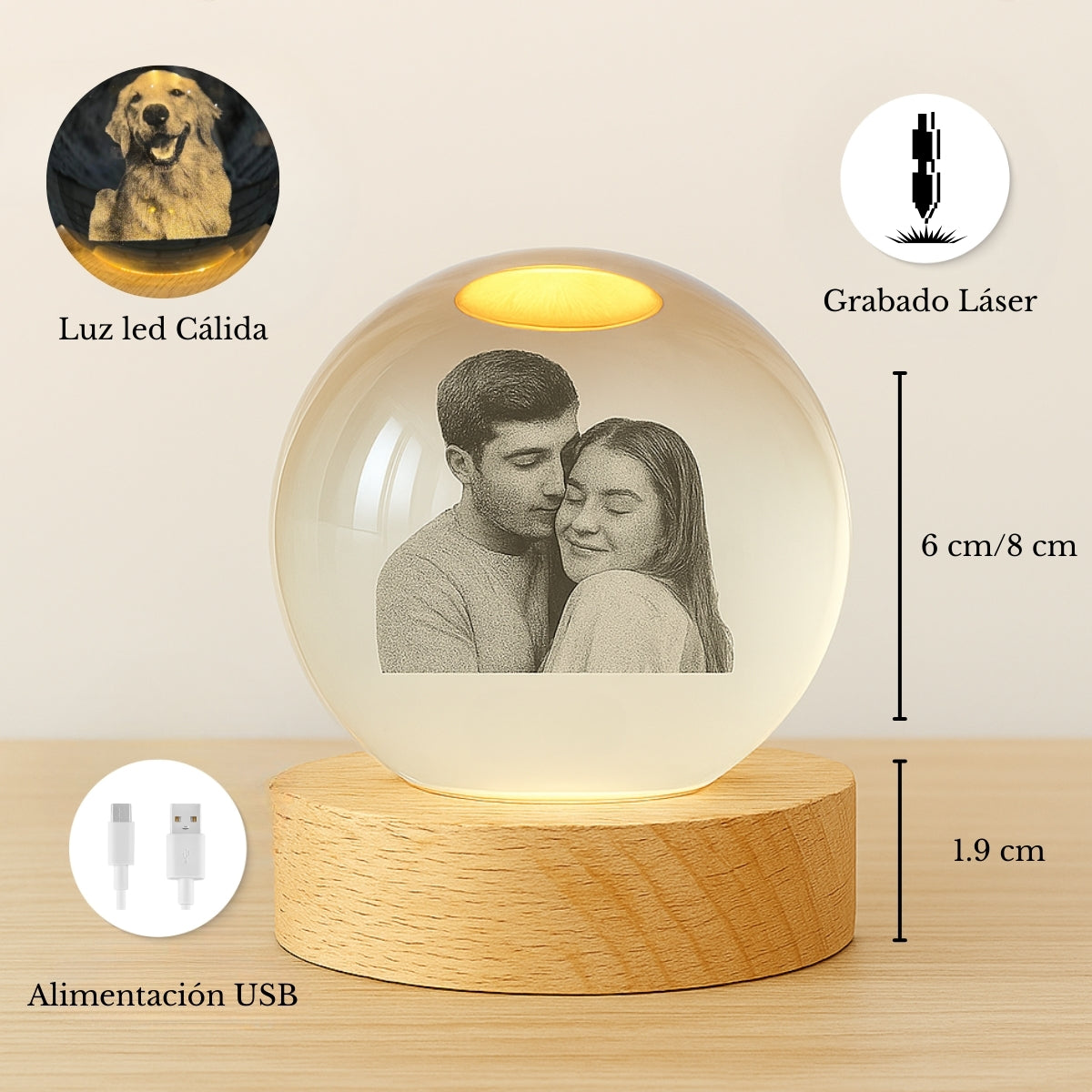 Esfera de Cristal con Foto Grabada