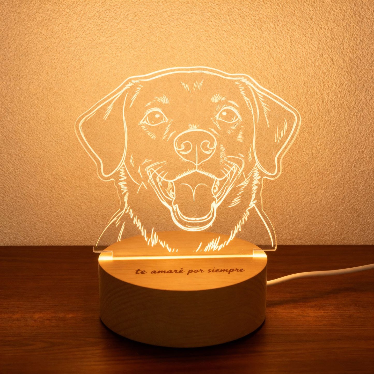 Lámpara de Acrílicio 3D Personalizada con Foto y Base de Madera