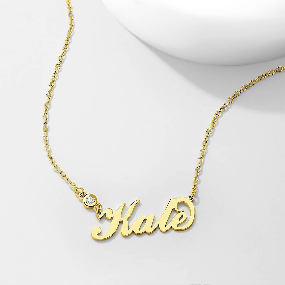 Collar Personalizado con Nombre y Piedra de Nacimiento
