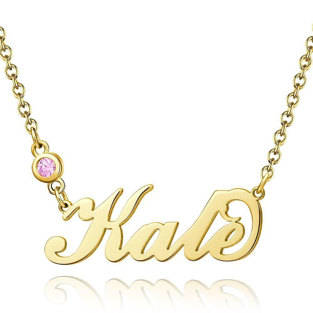 Collar Personalizado con Nombre y Piedra de Nacimiento