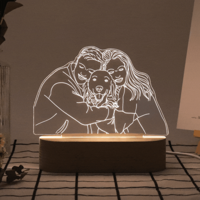 Lámpara Acrílica 3D Personalizada con Foto y Base Grabada