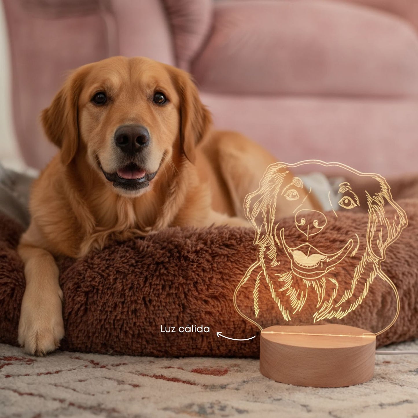 Lámpara de Acrílicio 3D Personalizada con Foto y Base de Madera