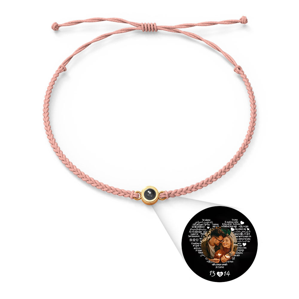 Pulsera de Proyección de Foto Personalizada — “Te Amo” en 100 Idiomas
