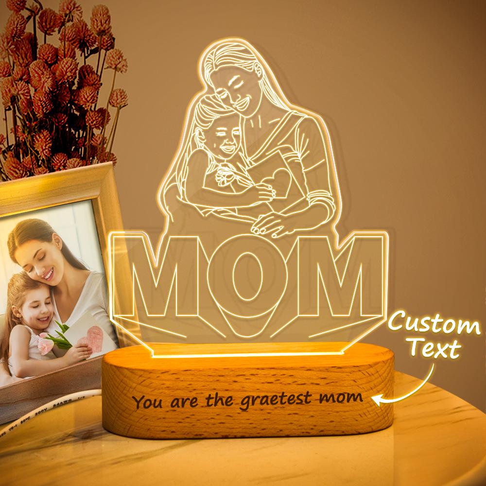Lámpara 3D Personalizada para Mamá con Base Grabada