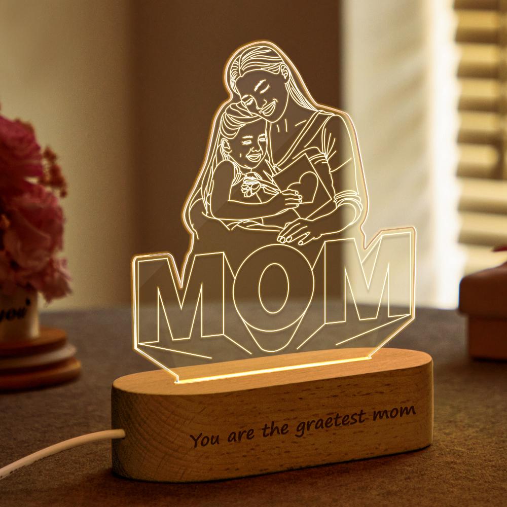 Lámpara 3D Personalizada para Mamá con Base Grabada
