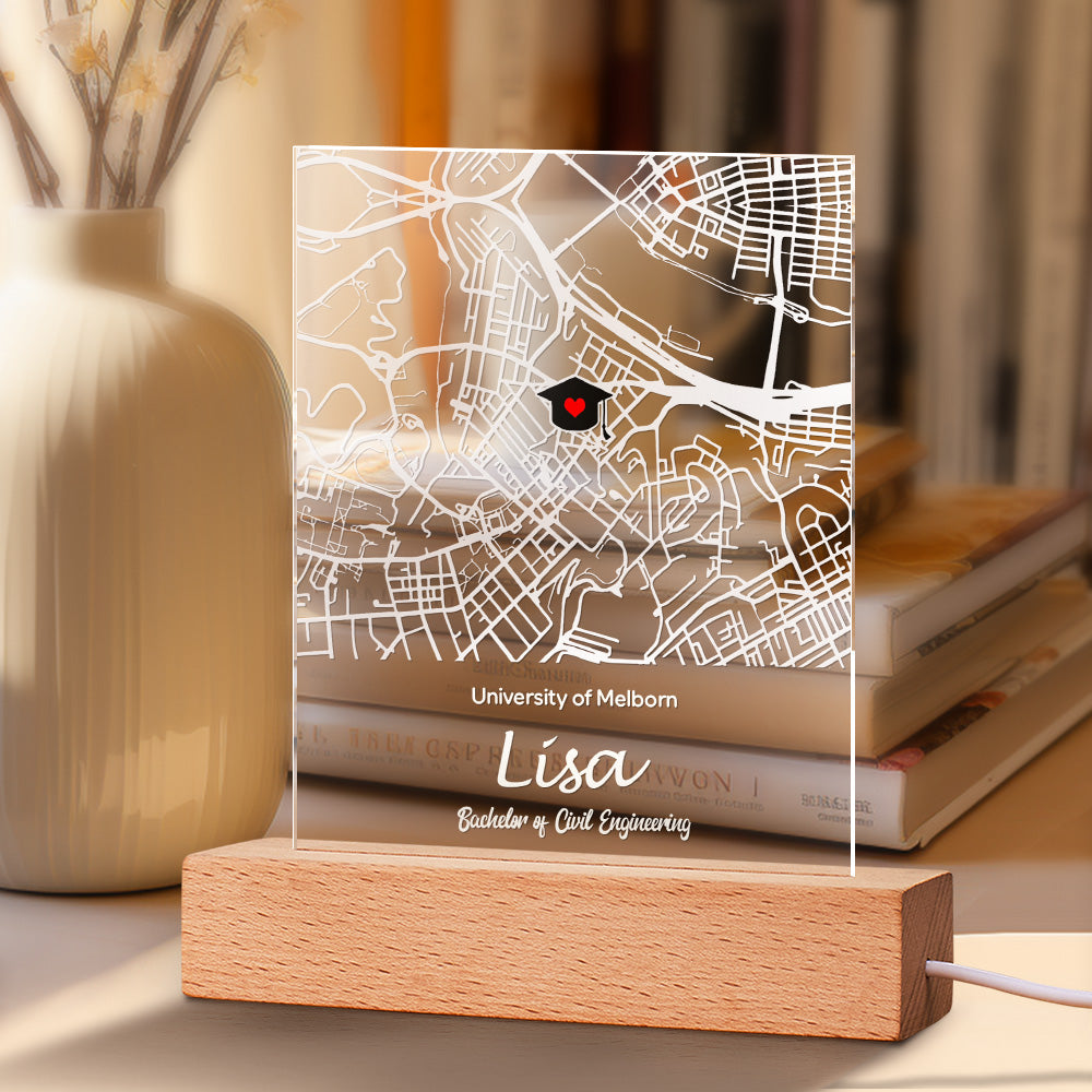 Lámpara Personalizada con Mapa Grabado – Regalo de Graduación