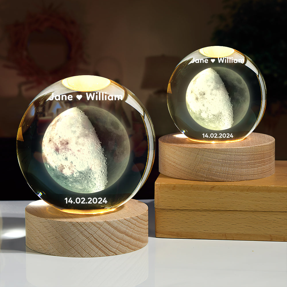 Lámpara de Cristal Personalizada con Fase Lunar