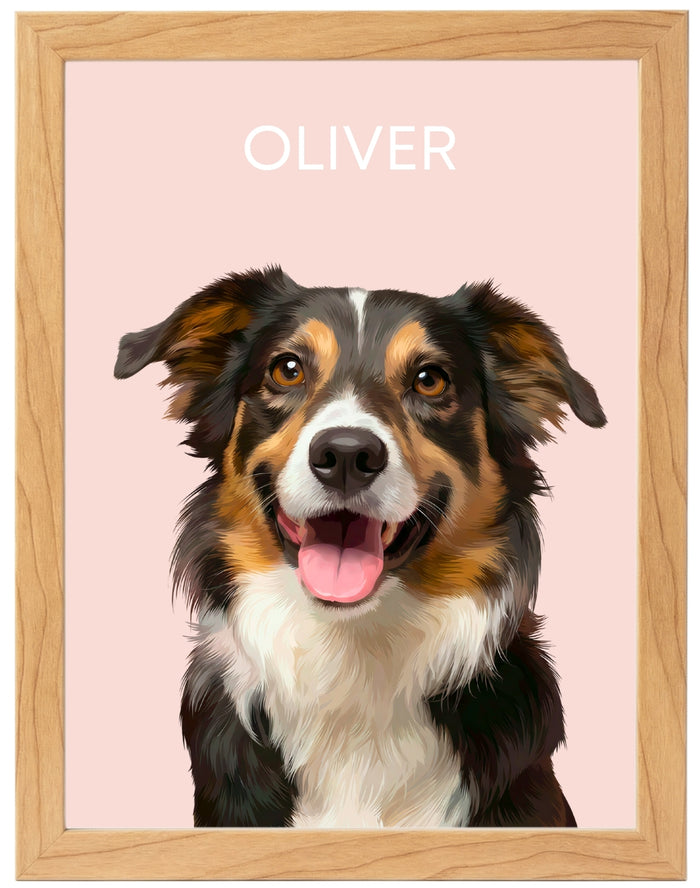 Retrato Personalizado de Mascota Ilustrado a Mano Enmarcado