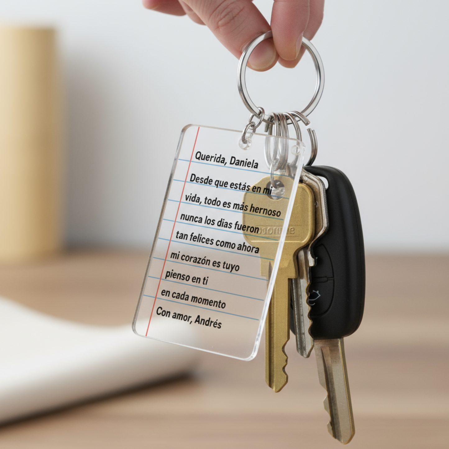 Llavero Acrílico Personalizado con Mensaje de Amor