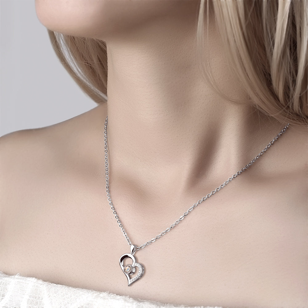 Collar de Proyección  con Dije de Corazón Foto Blanco y Negro