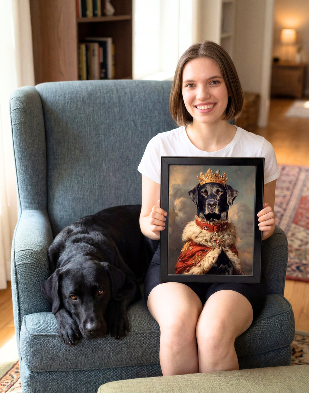 Retrato Personalizado de Mascota Estilo Realeza – Cuadro Enmarcado