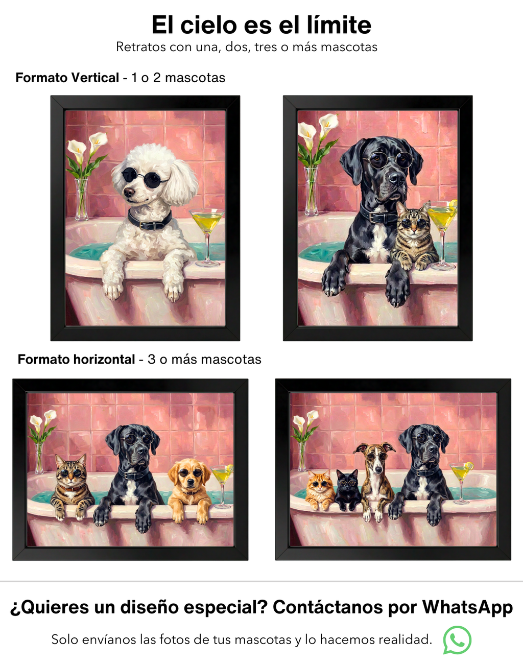 Cuadro Personalizado de Mascota – Edición Bath & Cocktail