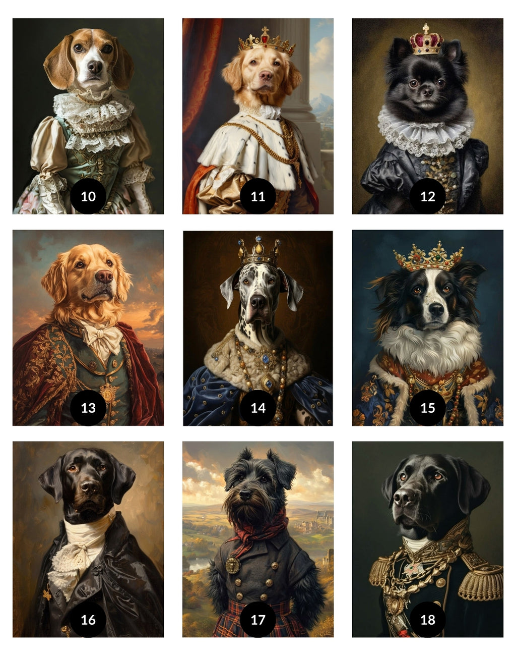 Retrato Personalizado de Mascota Estilo Realeza – Cuadro Enmarcado
