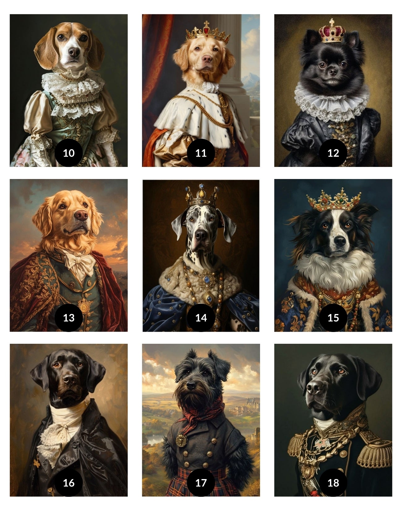 Retrato Personalizado de Mascota Estilo Realeza – Cuadro Enmarcado