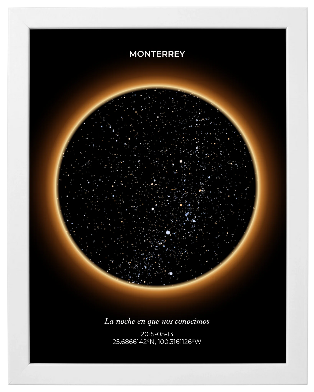 Eclipse, mapa estelar personalizado con marco blanco