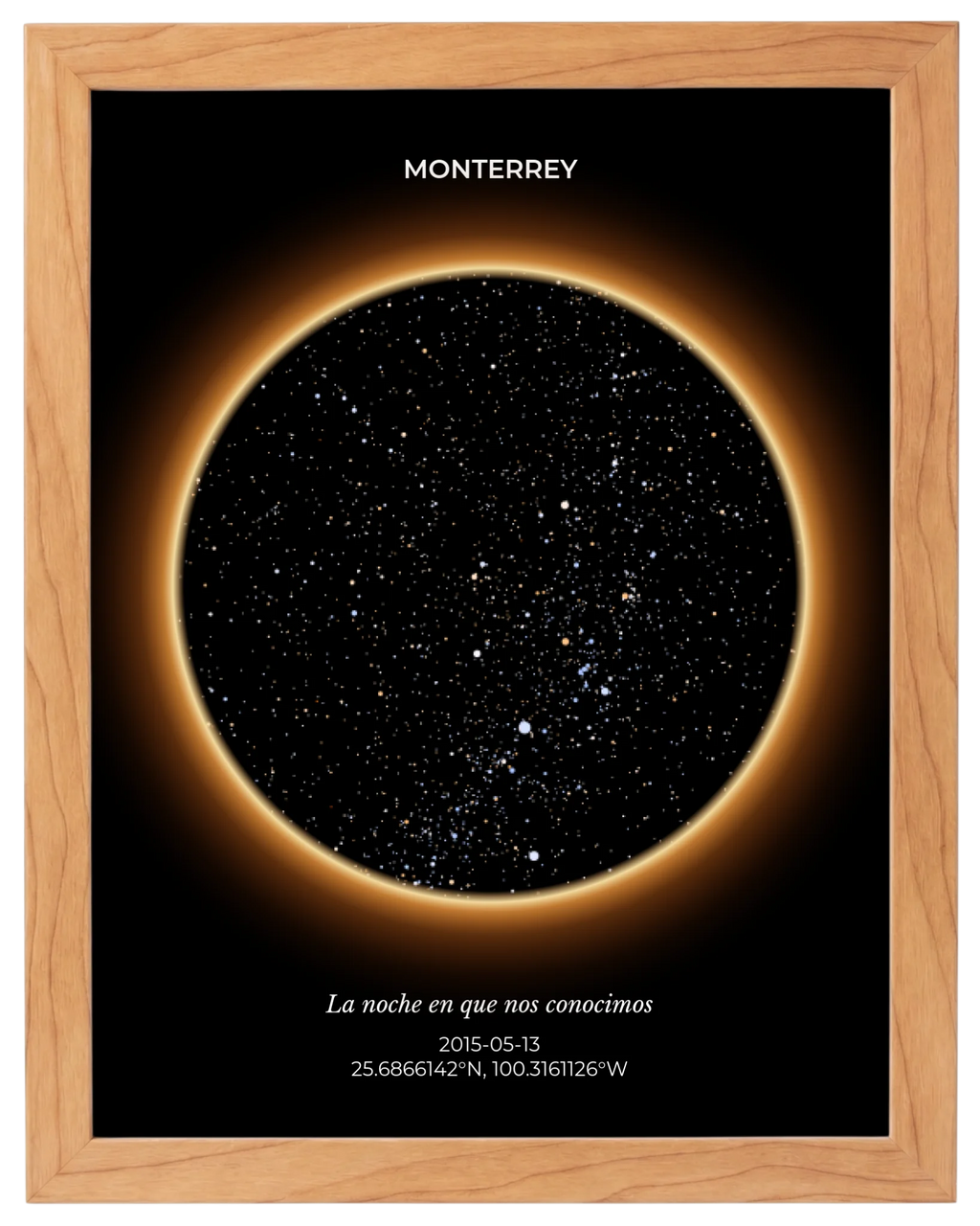 Eclipse, mapa estelar personalizado con marco haya