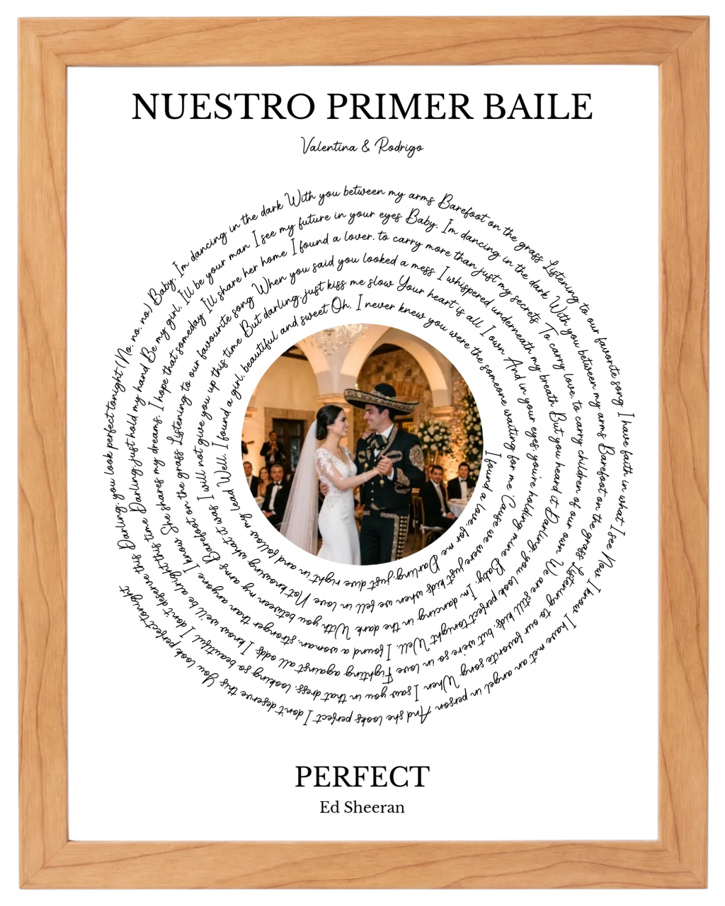 Nuestra Canción, cuadro de canción con foto y marco haya