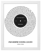 Lado A, cuadro de canción estilo vinilo con marco blanco