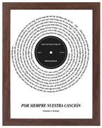 Lado A, cuadro de canción estilo vinilo con marco nogal