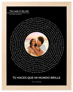 Nuestra Melodía, cuadro de canción con foto y frase, marco maple