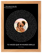 Nuestra Melodía, cuadro de canción con foto y frase, marco haya