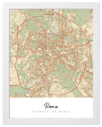 Coordenadas del Corazón, mapa de ciudad con coordenadas y marco blanco