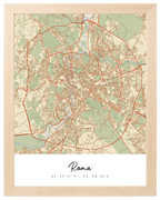 Coordenadas del Corazón, mapa de ciudad con coordenadas y marco maple