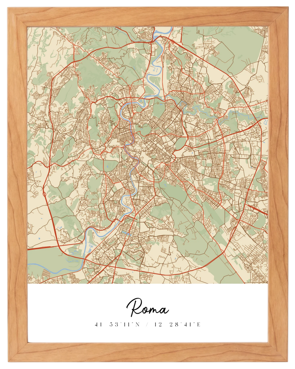 Coordenadas del Corazón, mapa de ciudad con coordenadas y marco haya