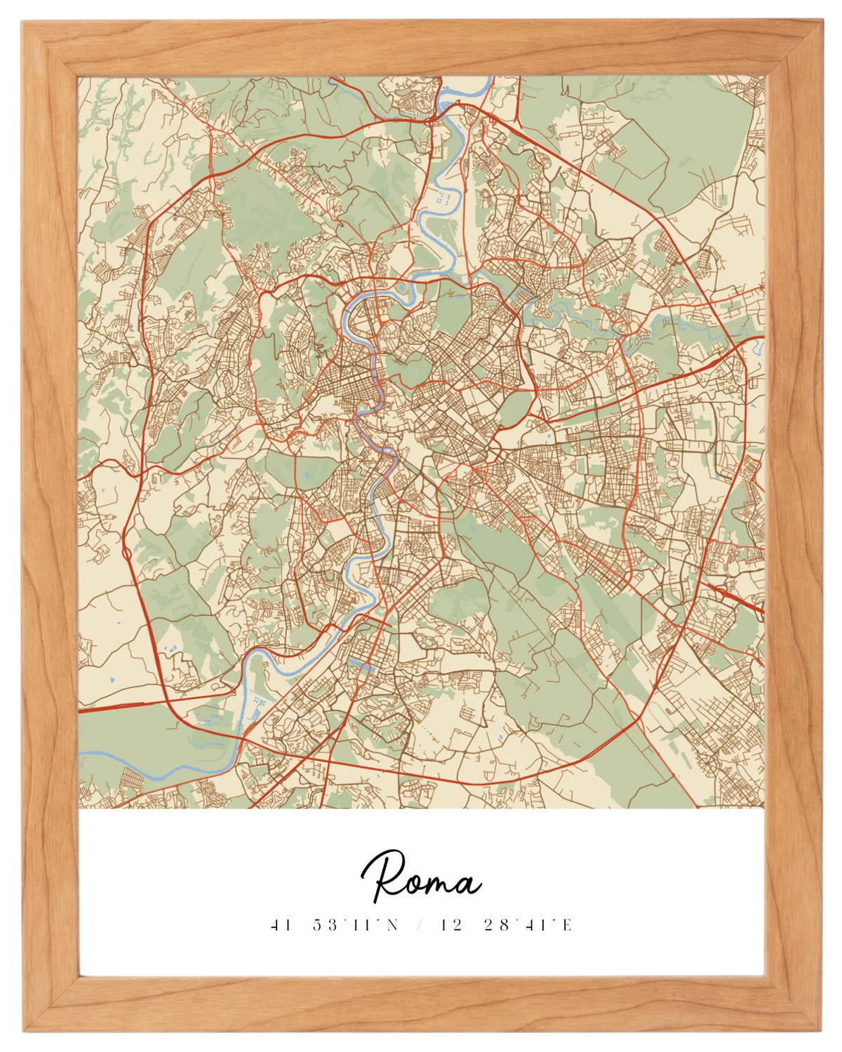 Coordenadas del Corazón, mapa de ciudad con coordenadas y marco haya