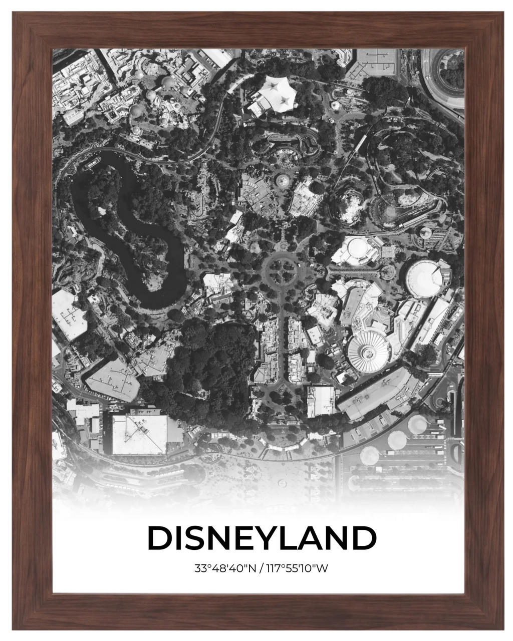 Gran Ciudad, mapa de ciudad con nombre y marco nogal