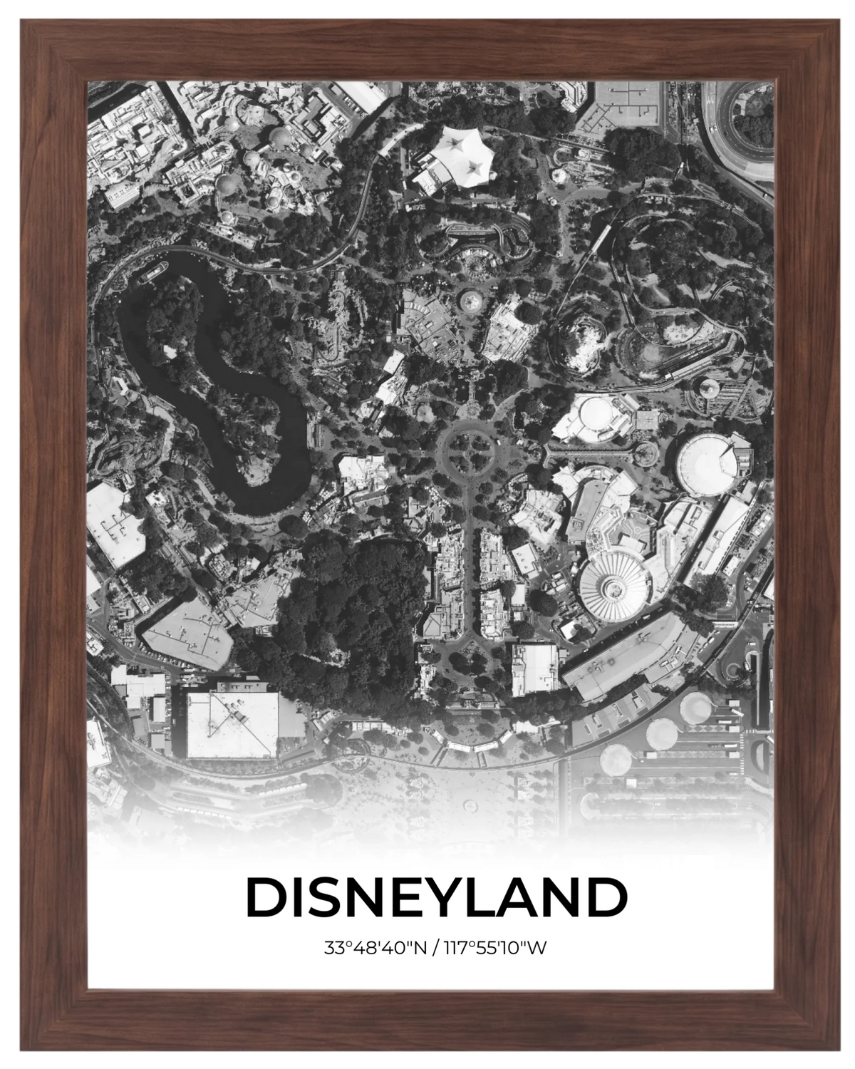 Gran Ciudad, mapa de ciudad con nombre y marco nogal