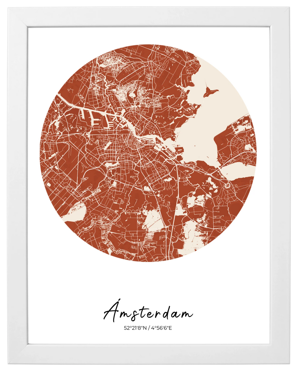 Órbita Urbana, mapa de ciudad circular con marco blanco