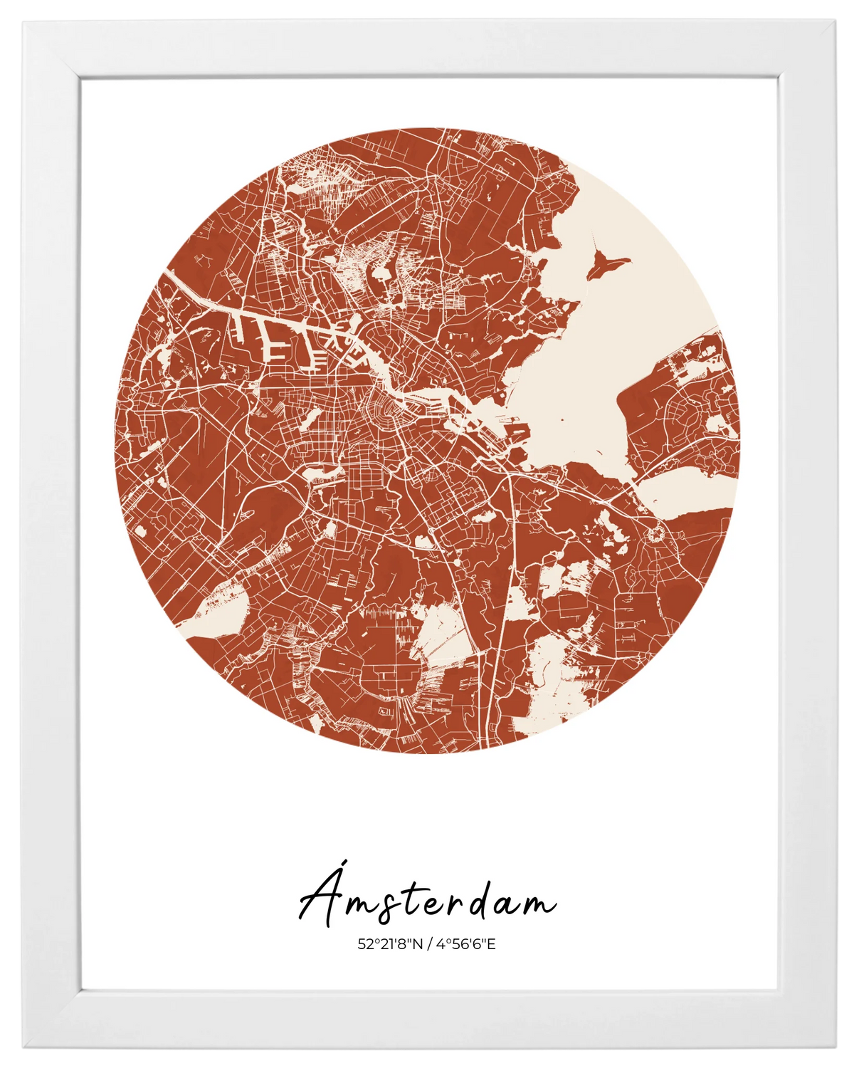 Órbita Urbana, mapa de ciudad circular con marco blanco