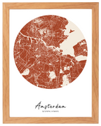 Órbita Urbana, mapa de ciudad circular con marco haya