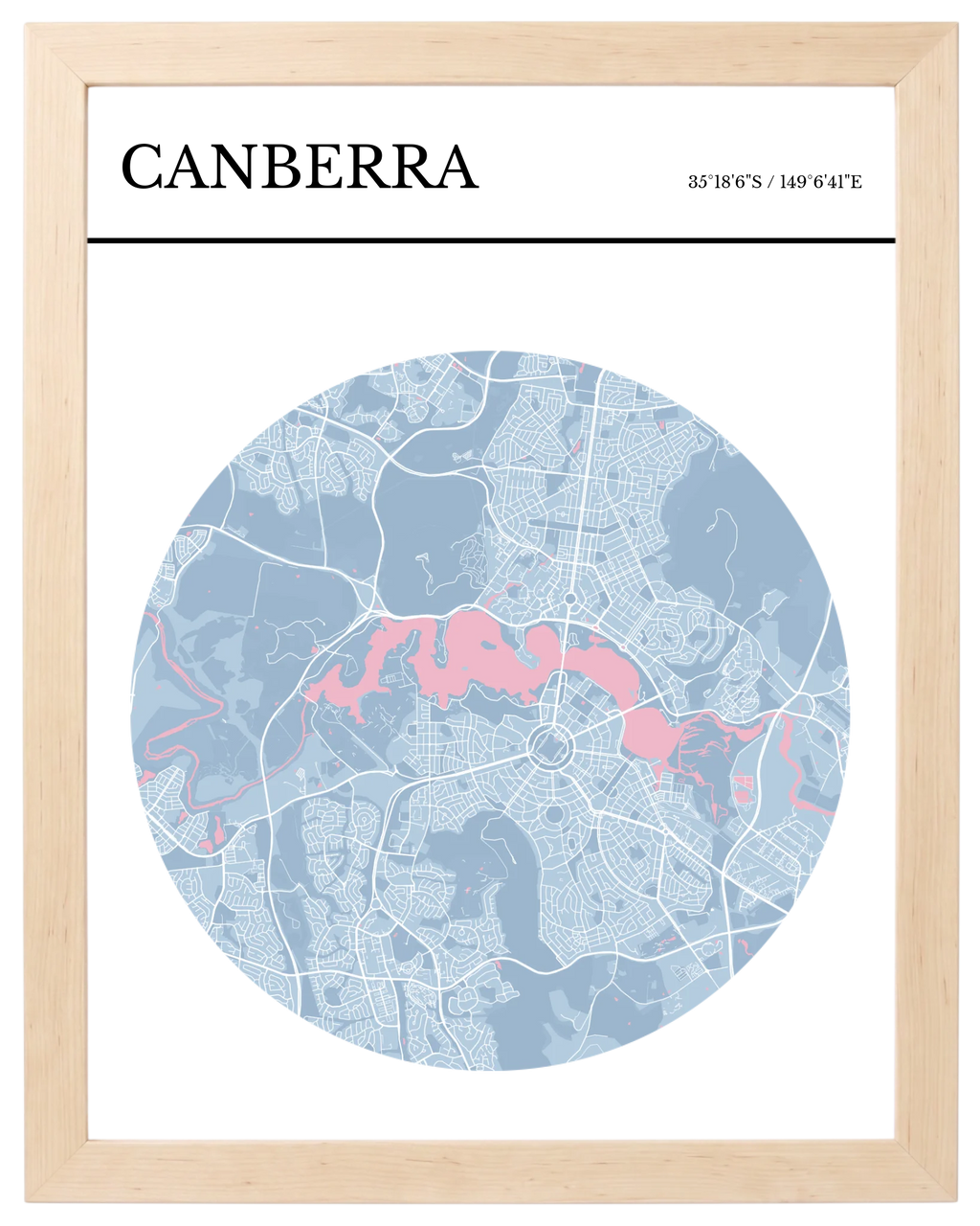 Portada Circular, mapa de ciudad circular estilo revista con marco maple