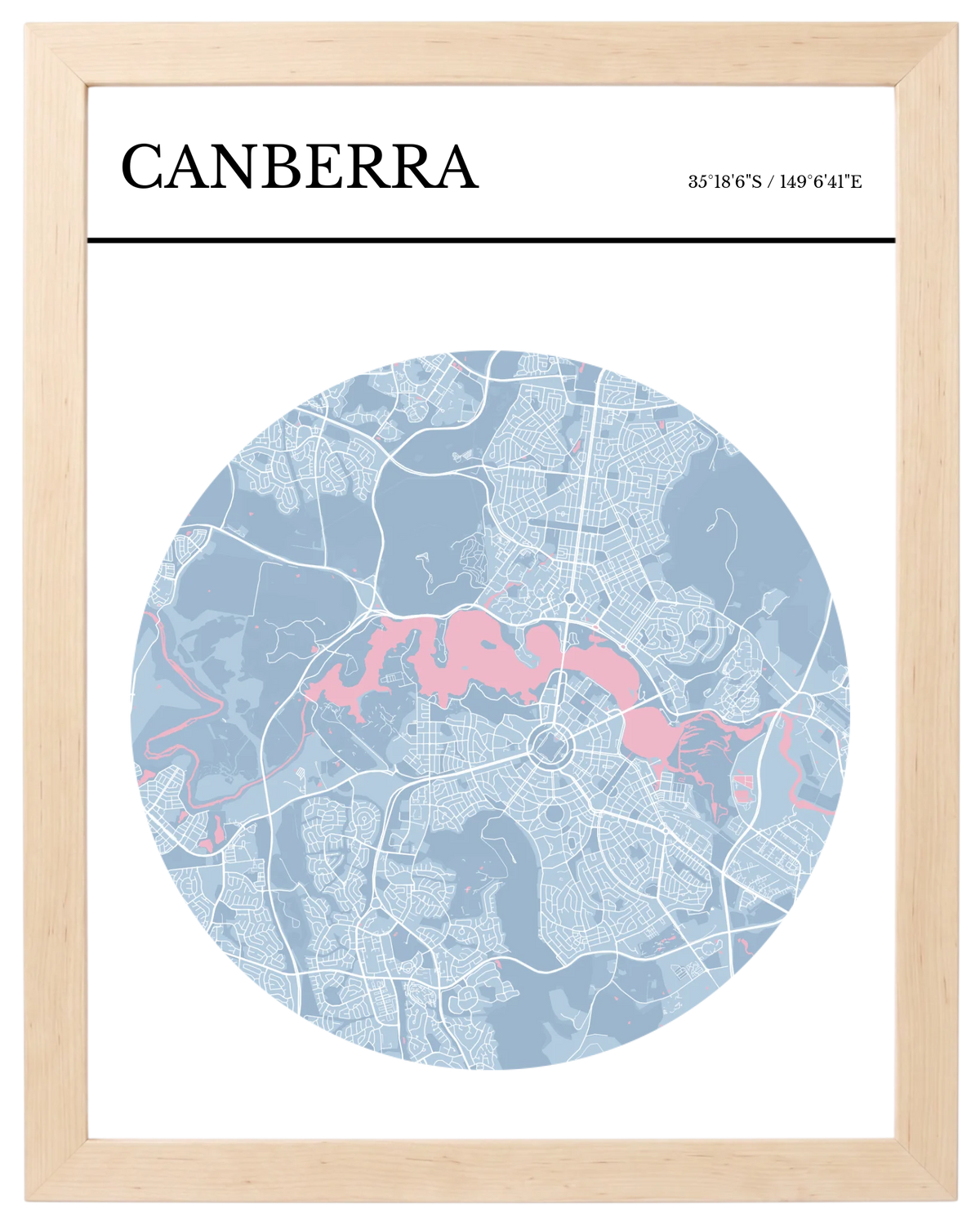 Portada Circular, mapa de ciudad circular estilo revista con marco maple