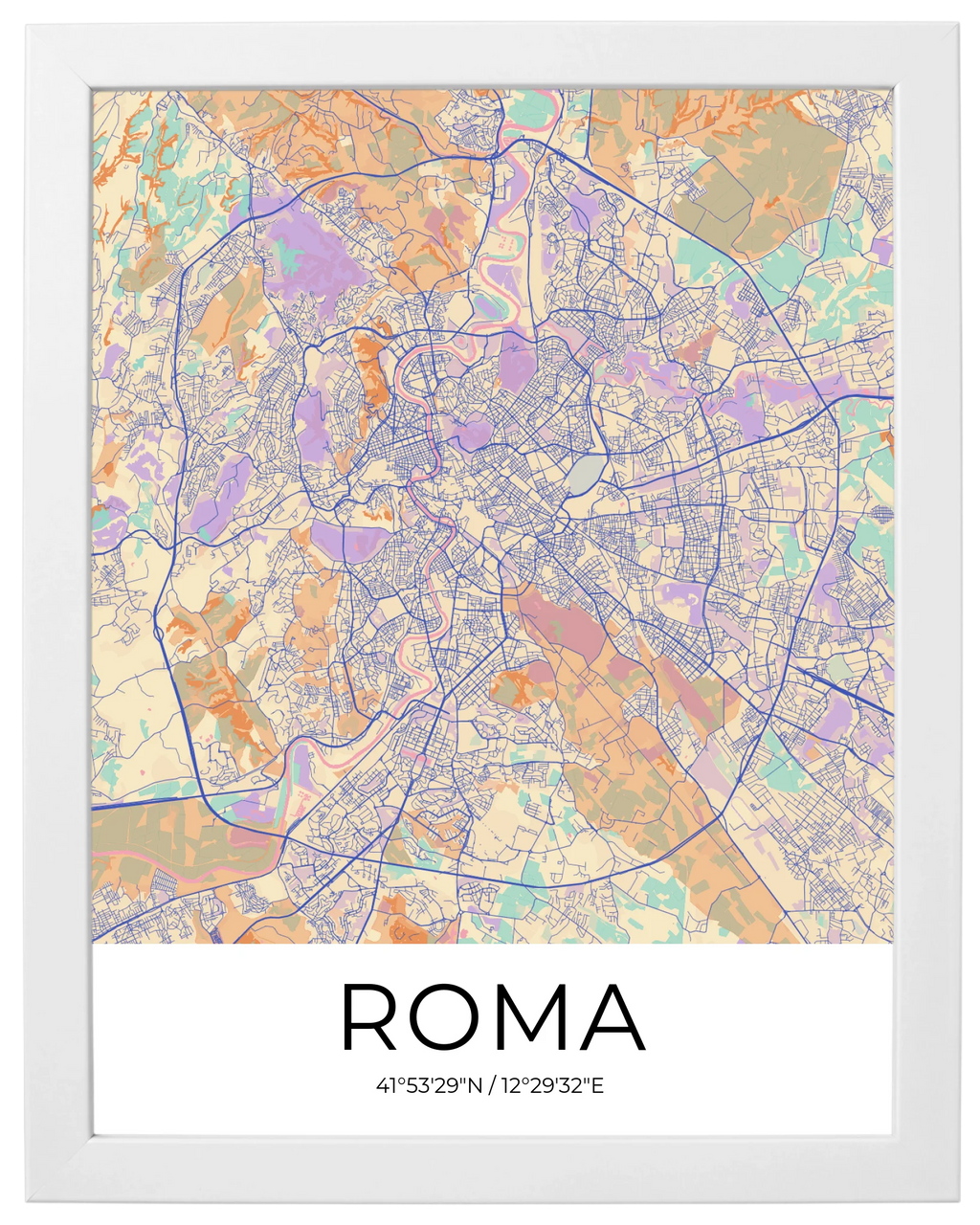 Nuestra Ciudad, mapa de ciudad personalizado con marco blanco