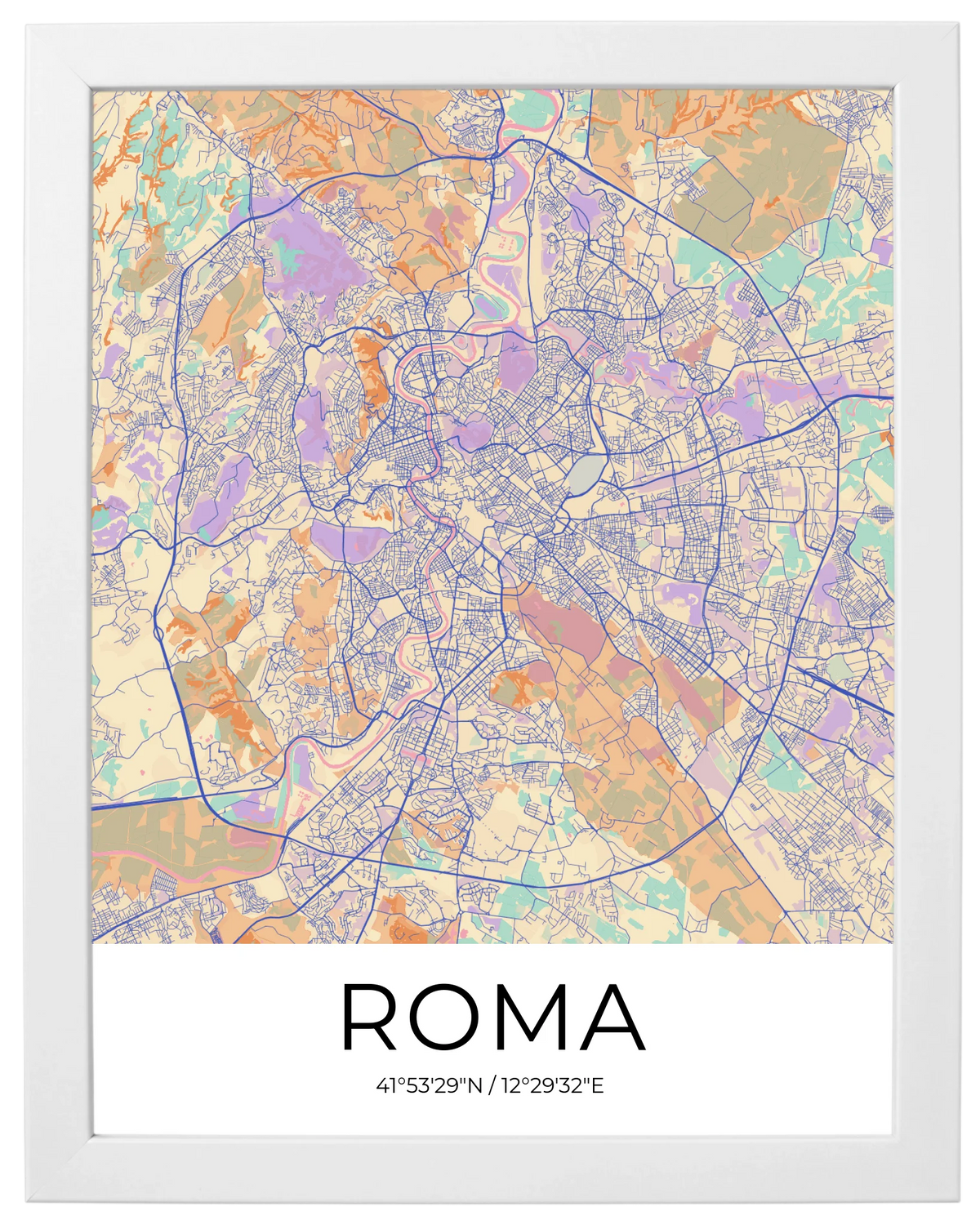 Nuestra Ciudad, mapa de ciudad personalizado con marco blanco