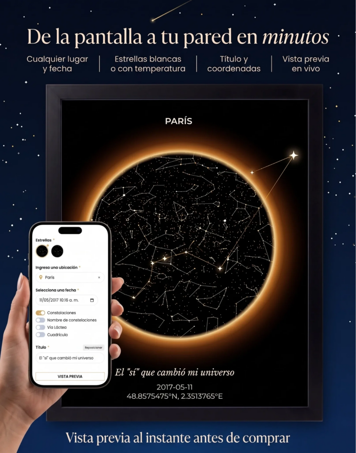 Eclipse, mapa estelar personalizado: vista 3
