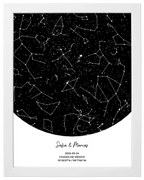 Postal Estelar, mapa de estrellas personalizado con marco blanco