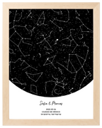 Postal Estelar, mapa de estrellas personalizado con marco maple