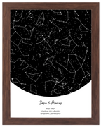 Postal Estelar, mapa de estrellas personalizado con marco nogal