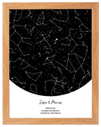Postal Estelar, mapa de estrellas personalizado con marco haya