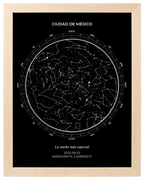 Estrellas de Colores, mapa estelar personalizado con marco maple