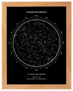 Estrellas de Colores, mapa estelar personalizado con marco haya