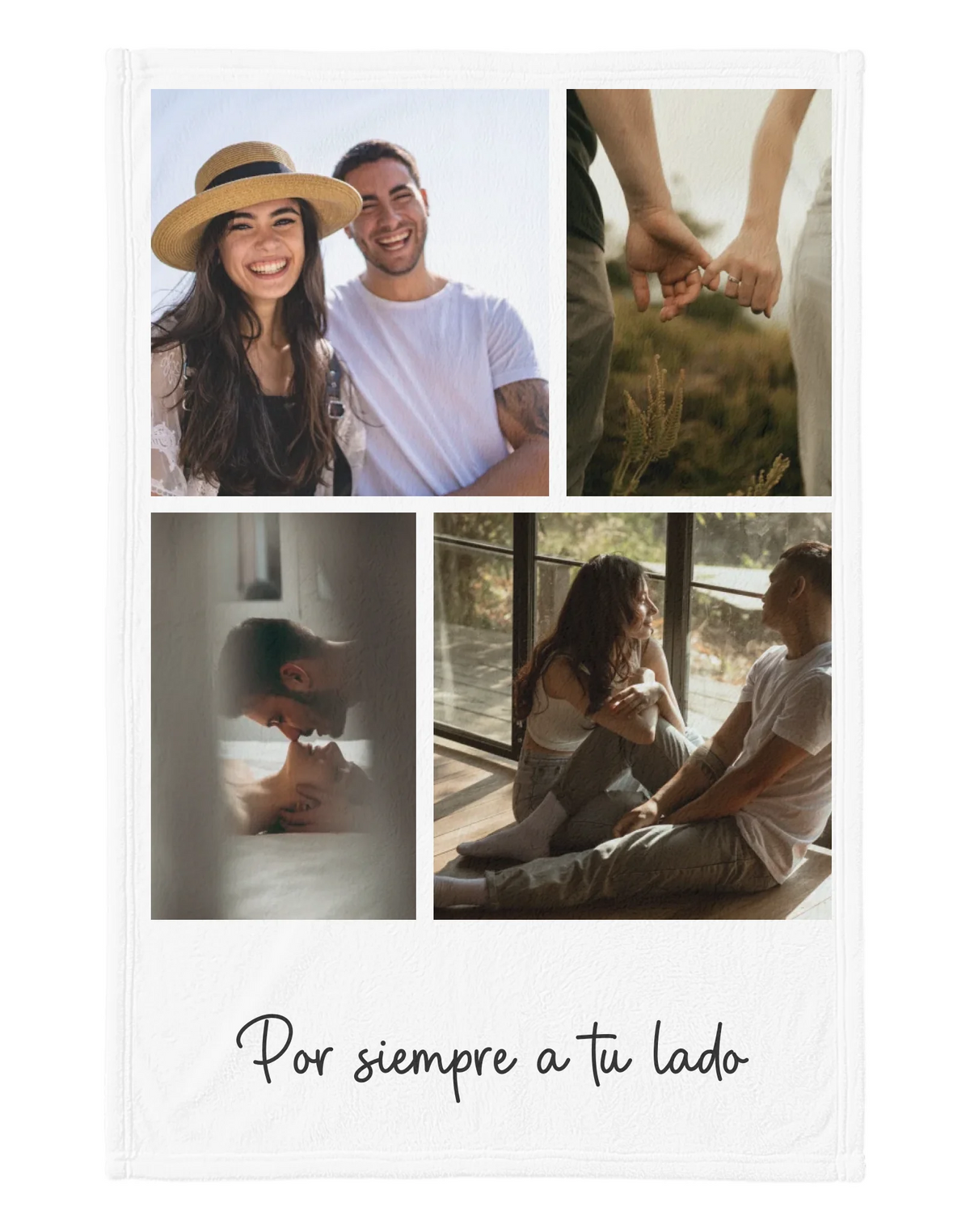 Collage 4, cobija personalizada con 4 fotos y frase